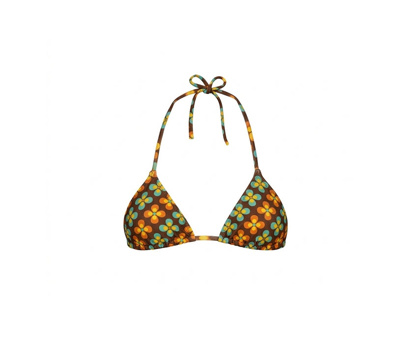 Kahve Çiçek Üçgen Bikini Üst // QN-1003