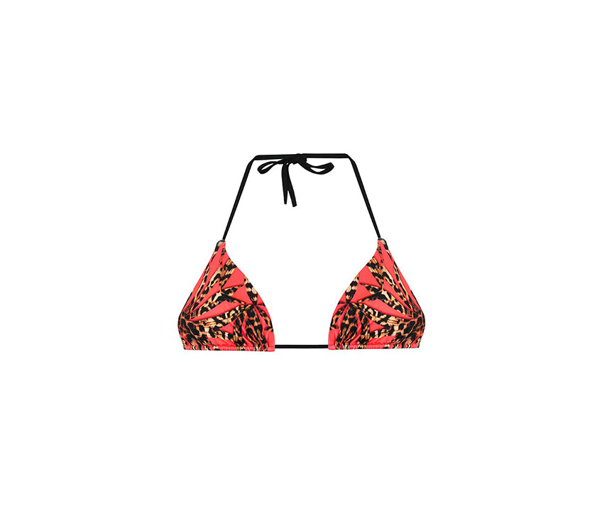 Kırmızı Leopar Üçgen Bikini Üst // QN-1006